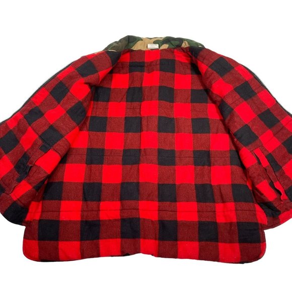 Vintage Game Winner Vest Camouflage Buffalo Plaid Reversible Hunting 80s- Medium - Picture 5 of 14